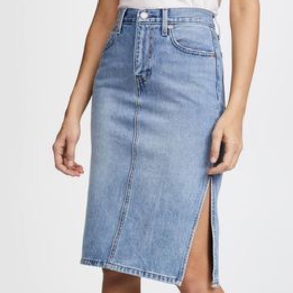 Levis Denim Side Split Midi Skirt - Picture 1 of 4